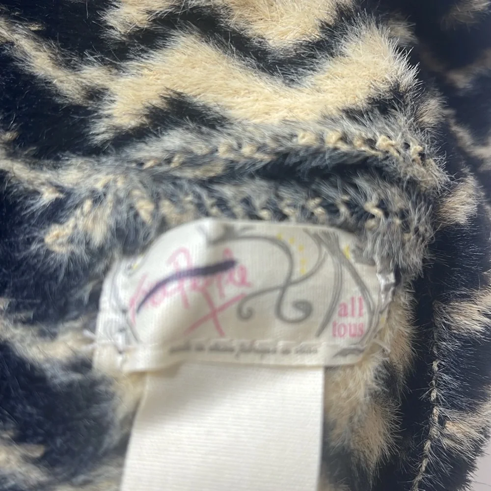 Free People Ziggy Fuzzy Beanie Hat Black Combo